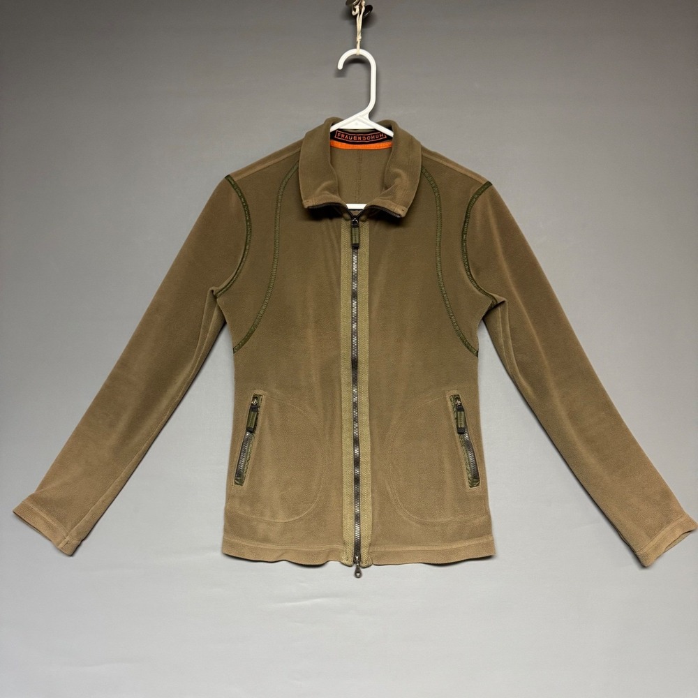 Frauenschuh Austria Fleece Jacket Full Zip Olive Green Womens Size 2 S/M riri